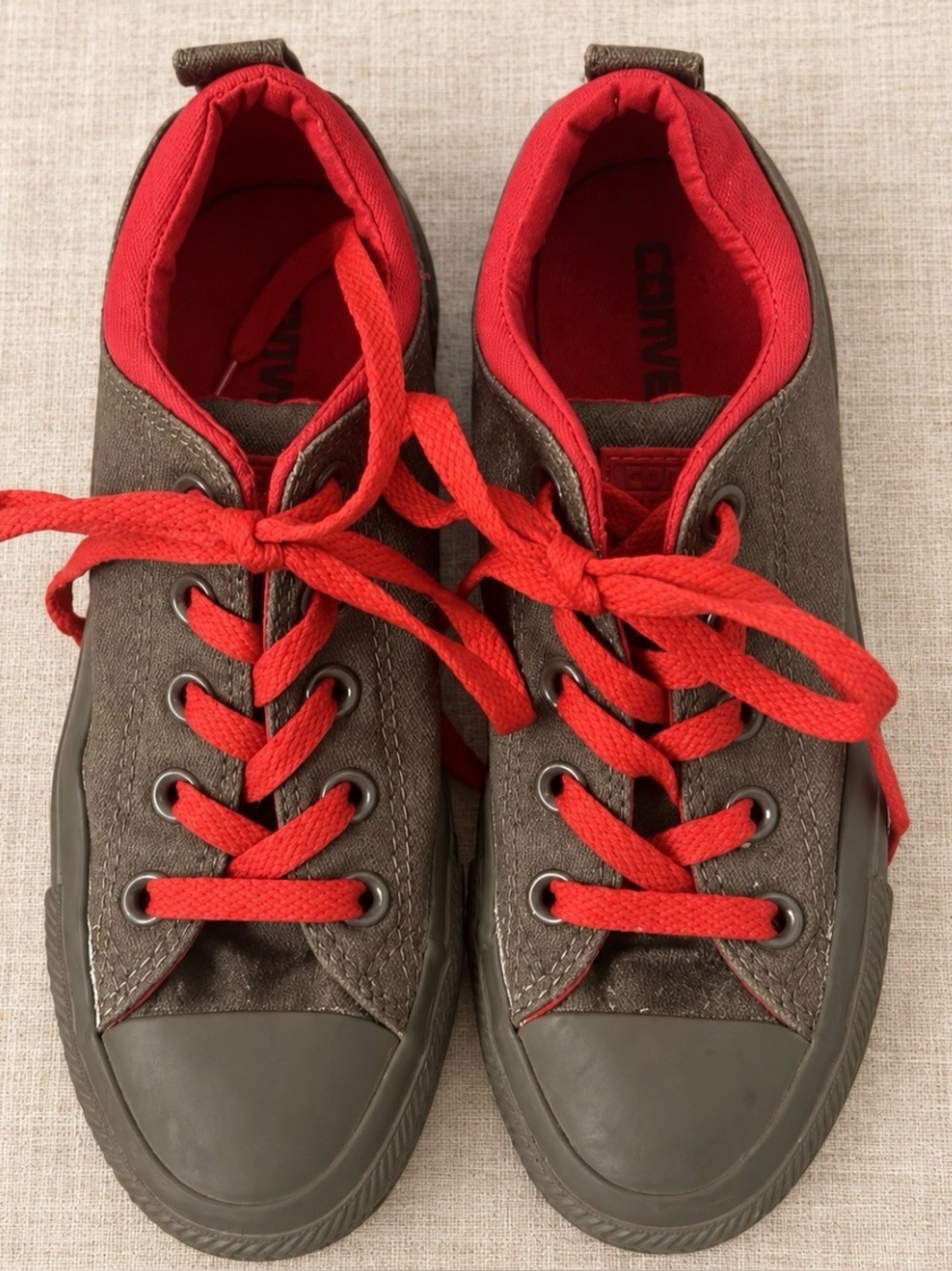 Converse All-Star Army Green & Red Low Top Sneakers Size Men 3/Women 5
